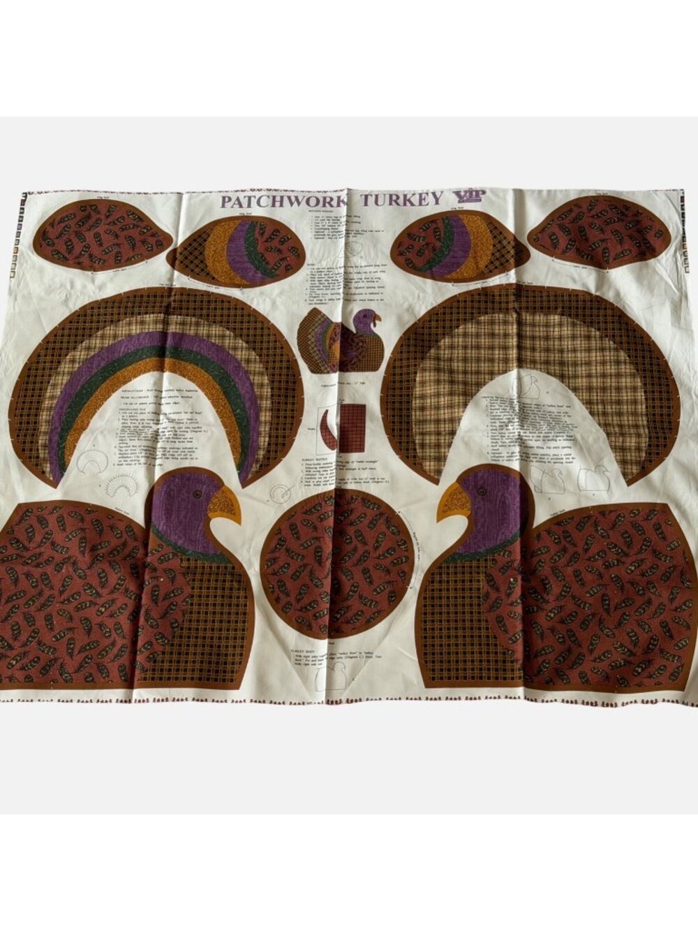 Patchwork Turkey Craft Fabric Panel VIP Cranston Sew Cut Cotton Autumn  USA